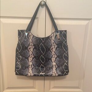 Vince Camuto EMELY Large Snakeskin Embossed Leather Tote Bag, EUC 🥳